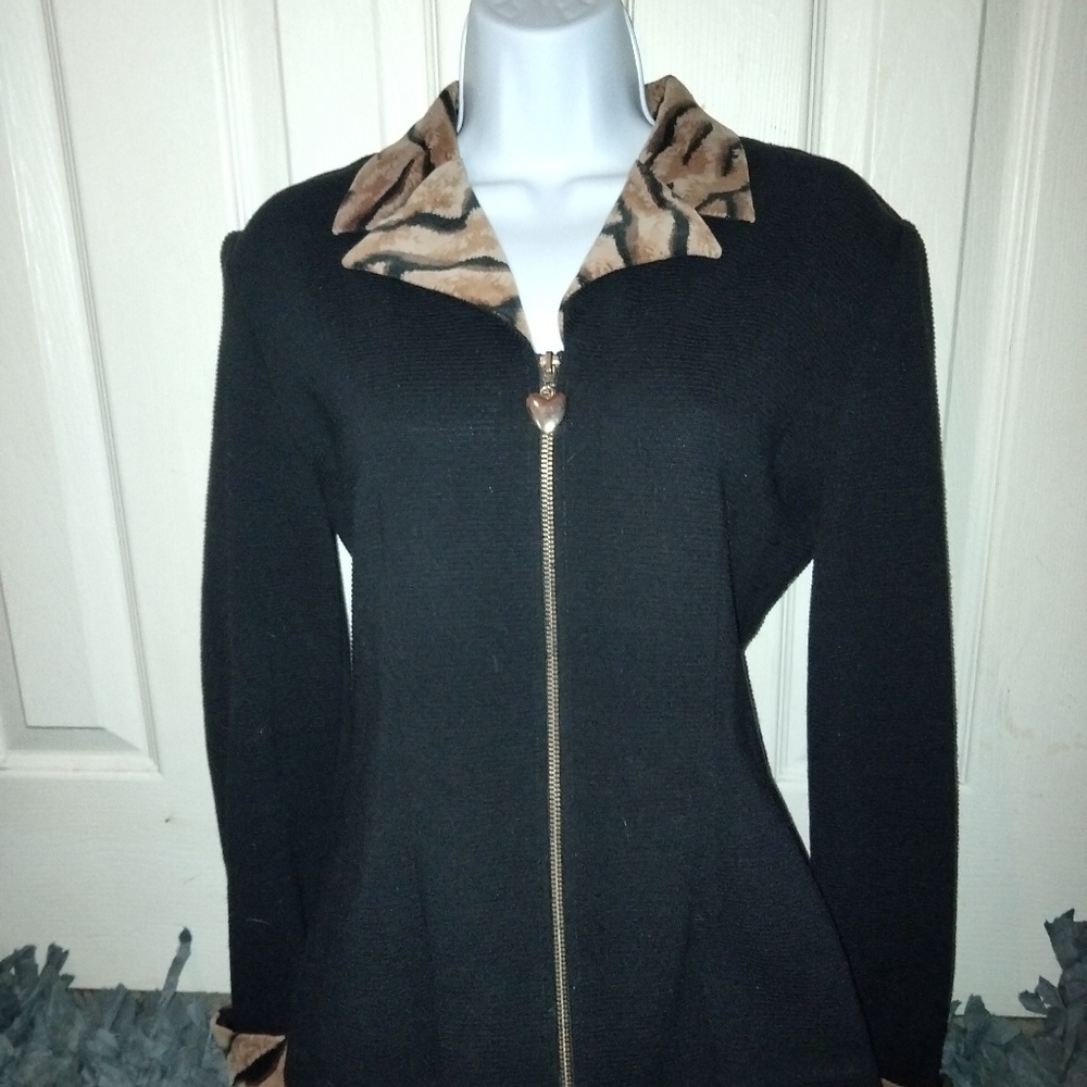 Jacket, D.J. Summers, Size 8, Black/Tiger print